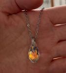 Silver Necklace with Austrian Crystal Teardrop Pendant