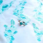 Aqua Mason Jar Vintage Leaf Ring