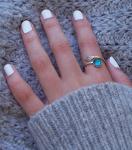 Aqua Mason Jar Vintage Leaf Ring