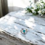 Aqua Mason Jar Vintage Leaf Ring