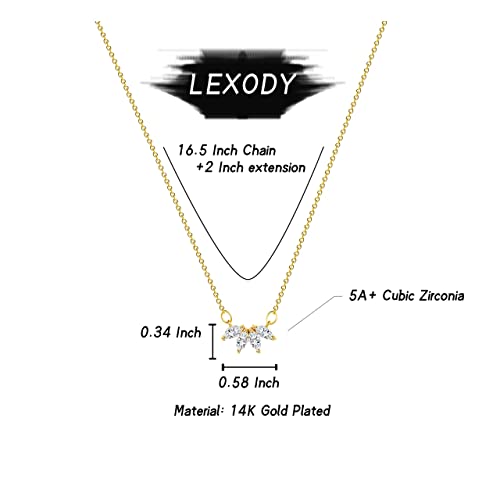 LEXODY Diamond Necklaces Dainty Leaf Necklace 14k Gold Plated Layered CZ Moon Simple Choker Necklaces for Women Trendy Jewelry Gifts for Girls