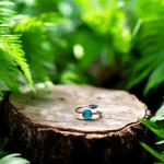Aqua Mason Jar Vintage Leaf Ring