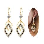 Sterling Silver Dangle Earrings with Gold Accents