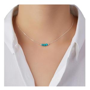 Turquoise Crystal Silver Choker Necklace for Her