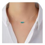 Dainty Turquoise Crystal Silver Choker Necklace