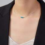 Dainty Turquoise Crystal Silver Choker Necklace