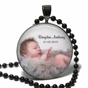 Personalized Photo Necklace with Glass Pendant