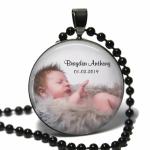 Personalized Photo Necklace with Glass Pendant