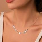 Personalized Double Name Heart Necklace for Women