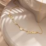 Personalized Double Name Heart Necklace for Women