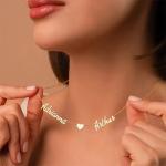 Personalized Double Name Heart Necklace for Women