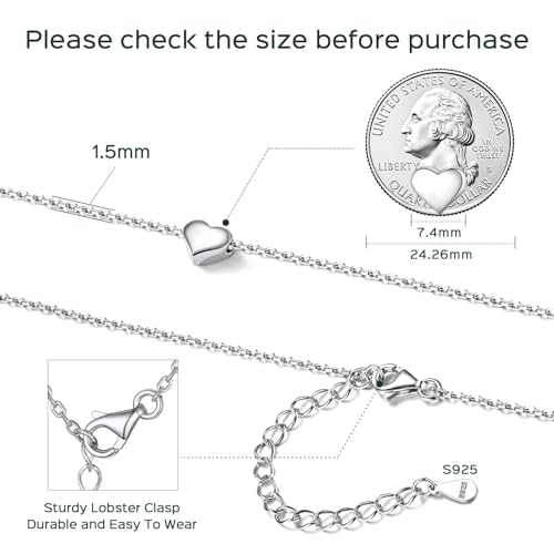 925 Sterling Silver Necklace for Women Tiny Small Heart Necklace Endlessness Love Dainty Necklace, 16" - Mothers Day Necklace
