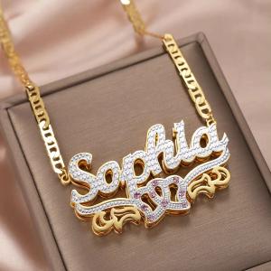 Personalized 3D Name Necklace with Birthstone