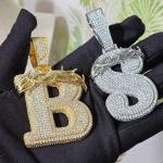 Custom Name Pendant with Simulated Diamond in White Gold