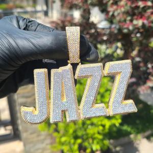 Custom Name Pendant with Simulated Diamond, 14k Gold