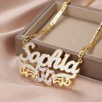 Personalized 3D Name Necklace with Birthstone