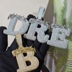 Custom Name Pendant with Simulated Diamond in White Gold