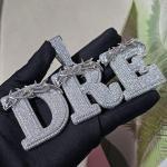 Custom Name Pendant with Simulated Diamond in White Gold