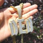Custom Name Pendant with Simulated Diamond, 14k Gold