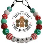 Personalized Chunky Bead Dog Necklace in Red Teal