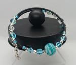 Personalized Mermaid Charm Bangle with Lampwork Beads