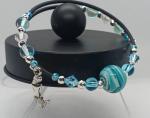 Personalized Mermaid Charm Bangle with Lampwork Beads