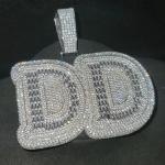 Custom Name Pendant with Simulated Diamond 14k White Gold