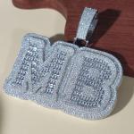 Custom Name Pendant with Simulated Diamond 14k White Gold