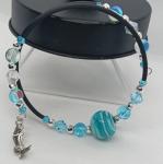 Personalized Mermaid Charm Bangle with Lampwork Beads