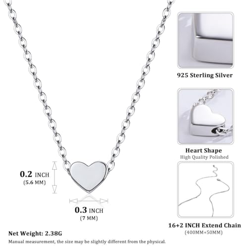 925 Sterling Silver Necklace for Women Tiny Small Heart Necklace Endlessness Love Dainty Necklace, 16" - Mothers Day Necklace