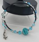 Personalized Mermaid Charm Bangle with Lampwork Beads