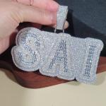 Custom Name Pendant with Simulated Diamond 14k White Gold