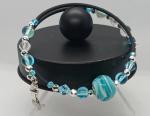 Personalized Mermaid Charm Bangle with Lampwork Beads