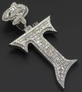 Custom Letter Pendant for Him in White Gold