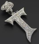 Custom Letter Pendant for Him in White Gold