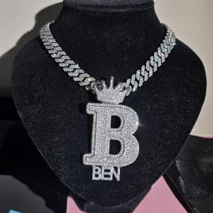 Custom Name Pendant with 7 Ct Round Simulated Diamond