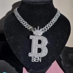 Personalized 14k White Gold Name Pendant with Diamonds