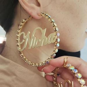 Personalized Colorful Zirconia Name Hoop Earrings