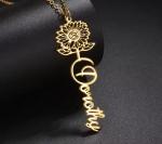 Personalized Sunflower Pendant Necklace in Gold/Silver