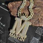 Personalized 14k White Gold Name Pendant with Diamonds