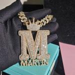 Personalized 14k White Gold Name Pendant with Diamonds