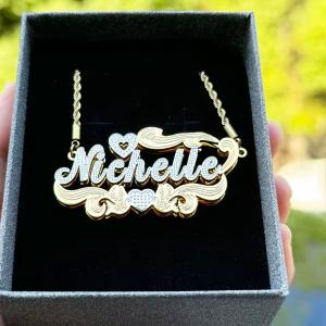 Personalized Gold & Silver Heart Name Necklace