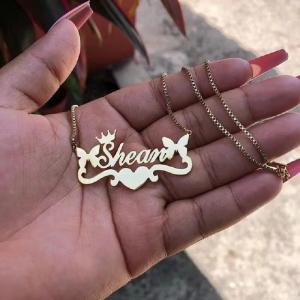 Personalized Butterfly Heart Name Necklace
