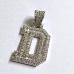 Custom 14k White Gold Name Pendant with Simulated Diamonds