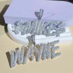 Personalized 14k White Gold Name Pendant with Diamond