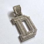 Custom 14k White Gold Name Pendant with Simulated Diamonds