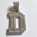 Custom 14k White Gold Name Pendant with Simulated Diamonds