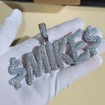 Personalized 14k White Gold Name Pendant with Diamond