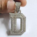 Custom 14k White Gold Name Pendant with Simulated Diamonds