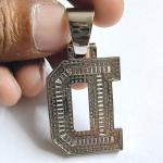 Custom 14k White Gold Name Pendant with Simulated Diamonds